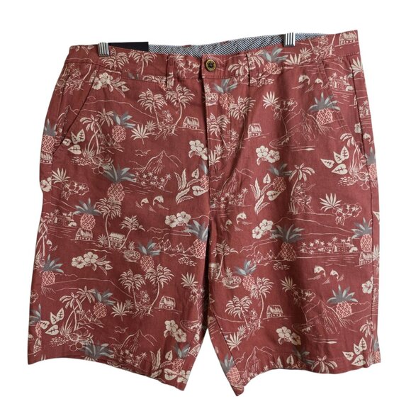 Jachs New York Bleecker Shorts Mens 34 Hawaiian Aloha Print Summer Nautical  BEW - Picture 3 of 15
